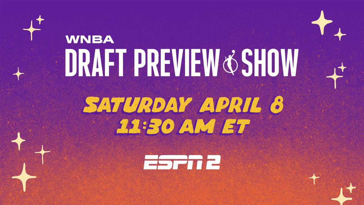 ESPNPR's tweet photo. ESPN2 presents the #WNBADraft Preview Show  

Hosted by @LaChinaRobinson w/@RebeccaLobo

The special looks at top prospects, #WNBA team needs &amp; players on the rise following the #NCAAWBB tournament

🏀Sat | 11:30a ET  

🔗https://t.co/LBa12i7QuQ https://t.co/56yZKK22Ki