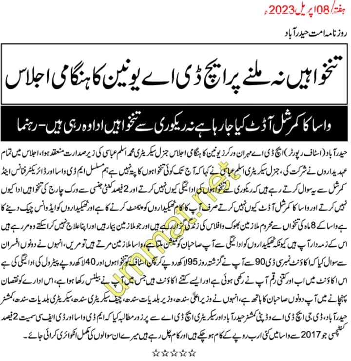 واسا HDA کے ملازمین کی 8 ماہ کی تنخواہ ادا کرے #BilawalBhuttoZardari #SyedNasirHussainShah