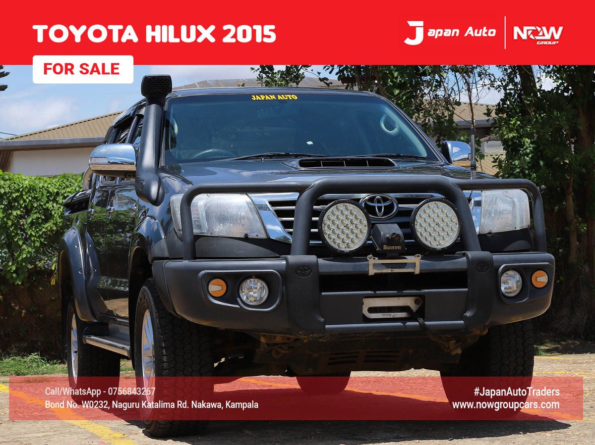 Japanautotrader's tweet image. In Stock, Toyota Hilux 2015.
Call or WhatsApp us on 0756843267 or visit nowgroupcars.com #nowgroupcars #japanautotraders #kampalarides #safecars #Uganda #luxurycarsforsale #instagramcars #tiktokcars #snapchatcars #kampaladealership #toyotahilux