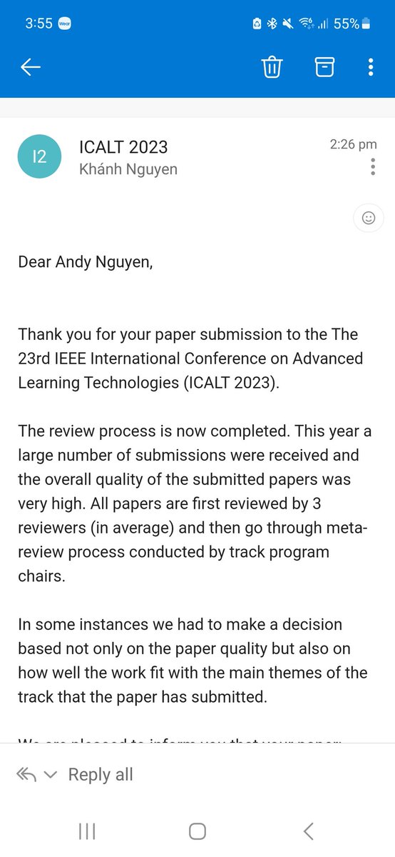 AndyNguyenXAIED's tweet image. My two master students got a short paper and a discussion paper accepted for the IEEE ICALT conference proceeding (JUFO1). Not the ultimate results, but as I am so proud of my students with their hard work and passion n edutech research #aiedutech #learninganalytics #srl