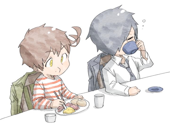 「ホテルの朝バイキングで山ほど食べて昼まで体調不良になりがち 」|［コンプラ配慮］マンのイラスト