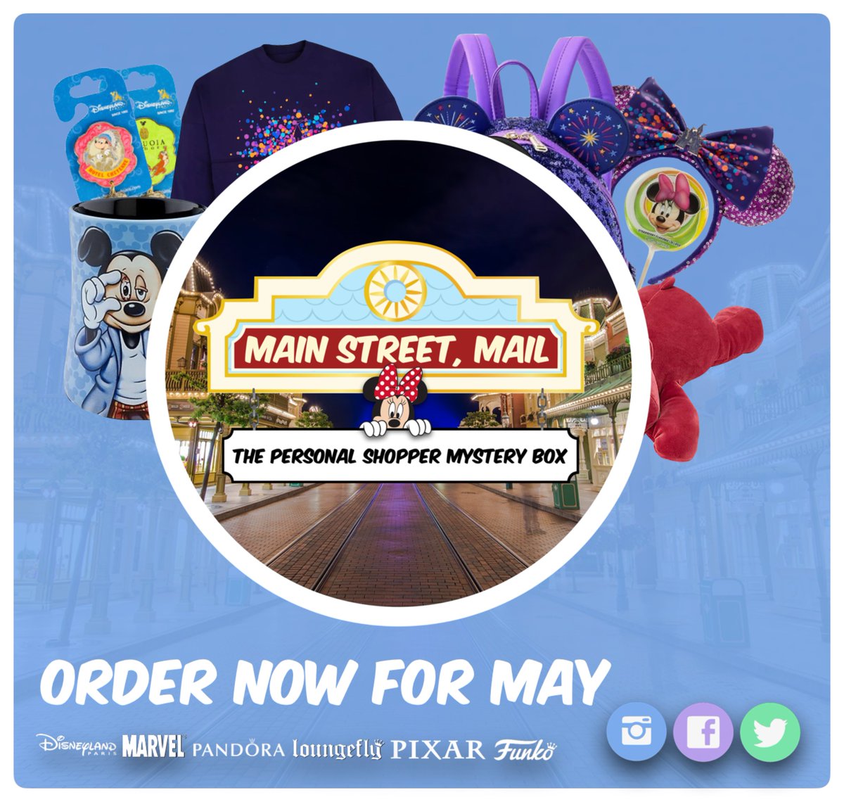 MainStreetmail's tweet photo. https://t.co/Ldpr7vT8W7

✨Shipping every 2 months
✨Guaranteed value
✨every box will have a different selection of magical Disneyland #merch
✨pick a theme: classic Disney, Pixar, marvel etc
Order Now for May 2023 

#Disney #Easter  #Disneymerch #disneymerchandise #MysteryBox https://t.co/bfBCanG6SM