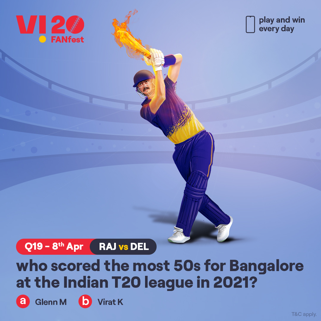 Here’s your chance to win the hottest prizes. Comment #Vi20FANFest with the right answer to all the questions today and stand a chance to win big – a📱every day. The one who gets the most questions right this season will get 2 tickets to the finale. #ContestAlert #Cricket