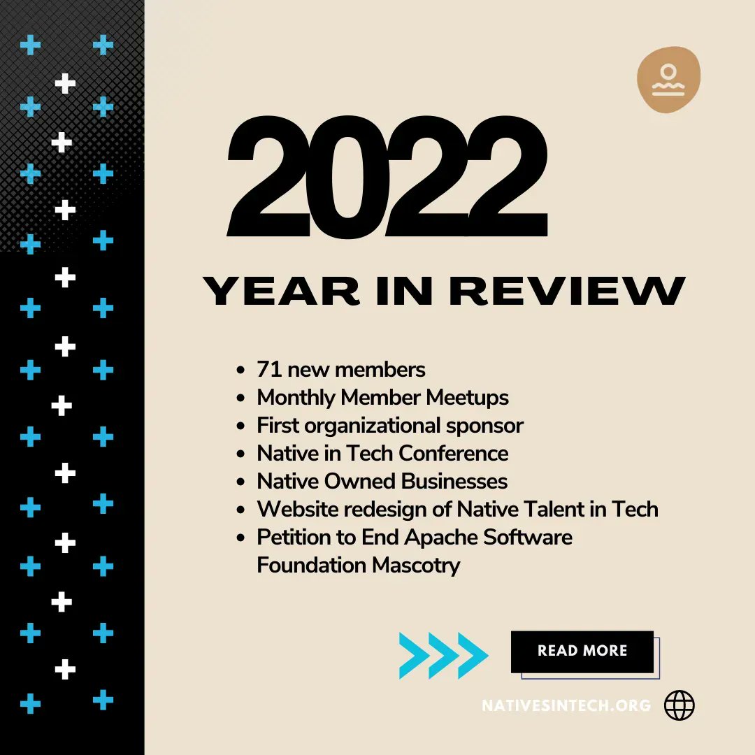 nativesintech's tweet photo. The 2022 Year in Review. We’re excited to share some highlights on the work done to help grow the Natives in Tech ecosystem. Check out our blog post to read the entire Year in Review: https://t.co/rQwMfWgokA
#nativesintech #yearinreview https://t.co/T8BqHMTWJ9