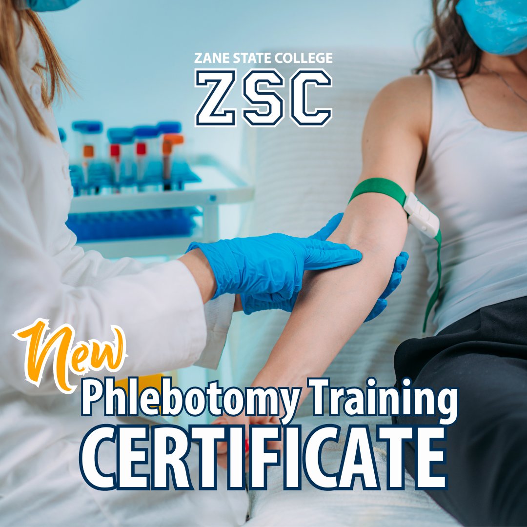 Newly added to the healthcare certificate training -- 1 SEMESTER Phlebotomy Certificate!! 

🚨 It also qualifies for additional funding opportunities. 🚨

Check out all the short-term certificates available 📲
zanestate.edu/training/

#ZSC #CCMonth #FinancialLiteracyMonth
