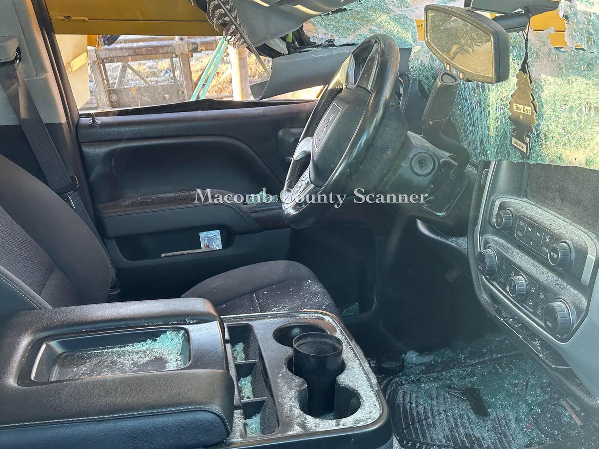 Driver in a pick up truck smashes into construction equipment ￼at County Line Road near I-94 earlier this morning.

📸 Nicholas S.