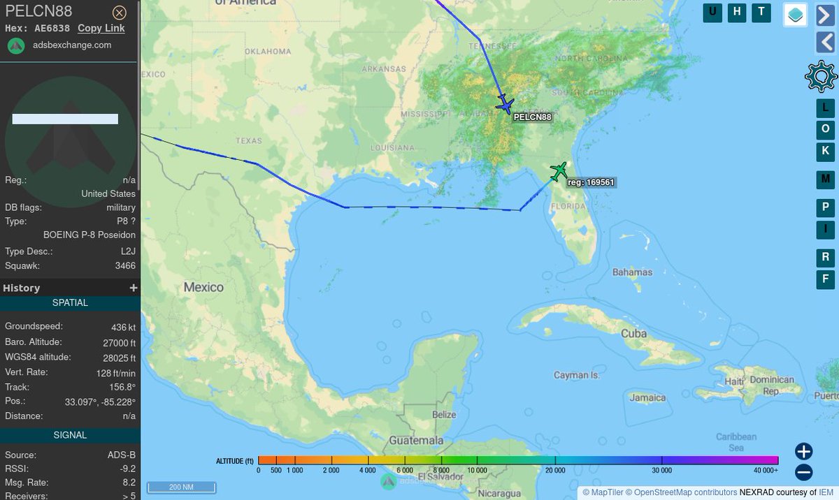 TheIntelFrog's tweet photo. A pair of P-8A Poseidons are on their way home to NAS Jacksonville after a ~6 month deployment to the 7th fleet AOR.  

#AE6790 as PELICN95
#AE6838 as PELICN88

Welcome home ladies &amp; gents, job well done! https://t.co/qbDL6XOGZT