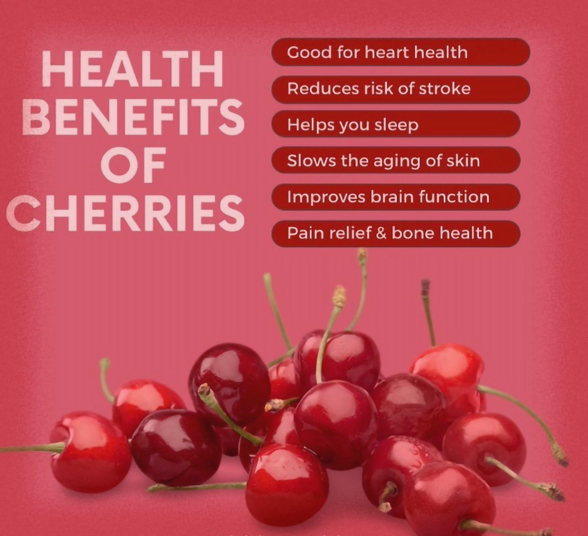 Tart cherries have been widely used to boost recovery and performance for athletes. Studies show they can also benefit brain function, reduce gout and more! 🍒 

#tartcherries #TartCherryJuice #cherrishyourhealth #teamcherrish