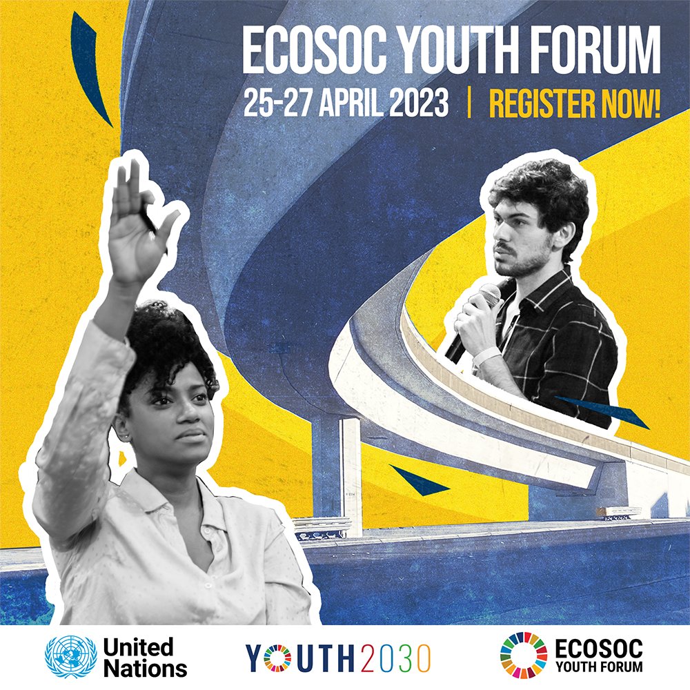UNYouthAffairs's tweet photo. Are you joining young people worldwide for this year's @UNECOSOC #Youth2030 Forum? 🙋

Don't miss out on this opportunity to virtually share innovative ideas about how we can advance the #GlobalGoals &amp; address issues concerning youth most 🤩➡️ https://t.co/7eTR7xHpts

#YouthLead https://t.co/UYjQfWksHB