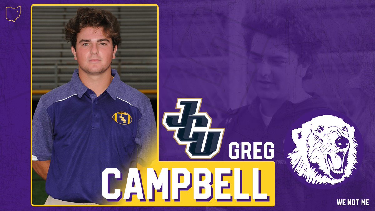Congratulations to Senior <a href="/greg_campbell2/">Greg Campbell</a> for his commitment to <a href="/JCUFootball/">John Carroll Football</a> as a student assistant. #GoBears #WeNotMe