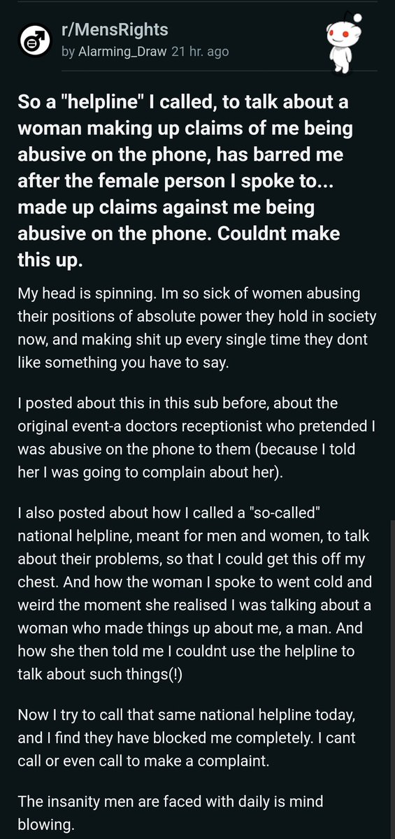 Men Are Human on Twitter "Typical "I called a helpline while male" experience. If this happens
