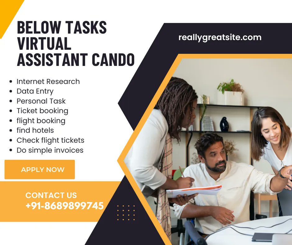 Below tasks can virtual assistant Do
Internet Research
Data Entry
Personal Task
Ticket booking
flight booking
find hotels
Check flight tickets
Do simple invoices
myvirtualtask.com
#Administrativesupport #Emailmanagement #Calendarmanagement #Dataentry #Travelarrangements