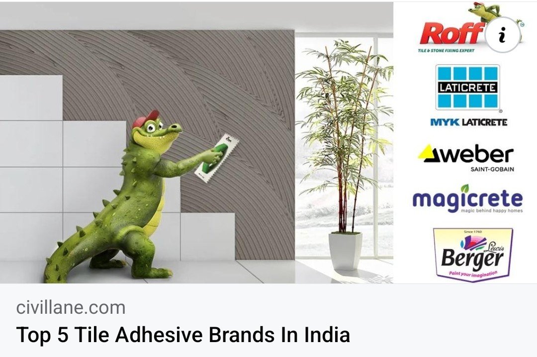 CivilLane's tweet photo. Top 5 Tile Adhesive Brands In India 
Read Article > https://t.co/9WT0UjhBvI

@RoffConnect @LATICRETE @saintgobain @magicrete @BergerPaintsInd 

#Top5 #tileadhesive #Brands #roff #laticrete #weber #Magicrete #berger https://t.co/kaEogyF1tu