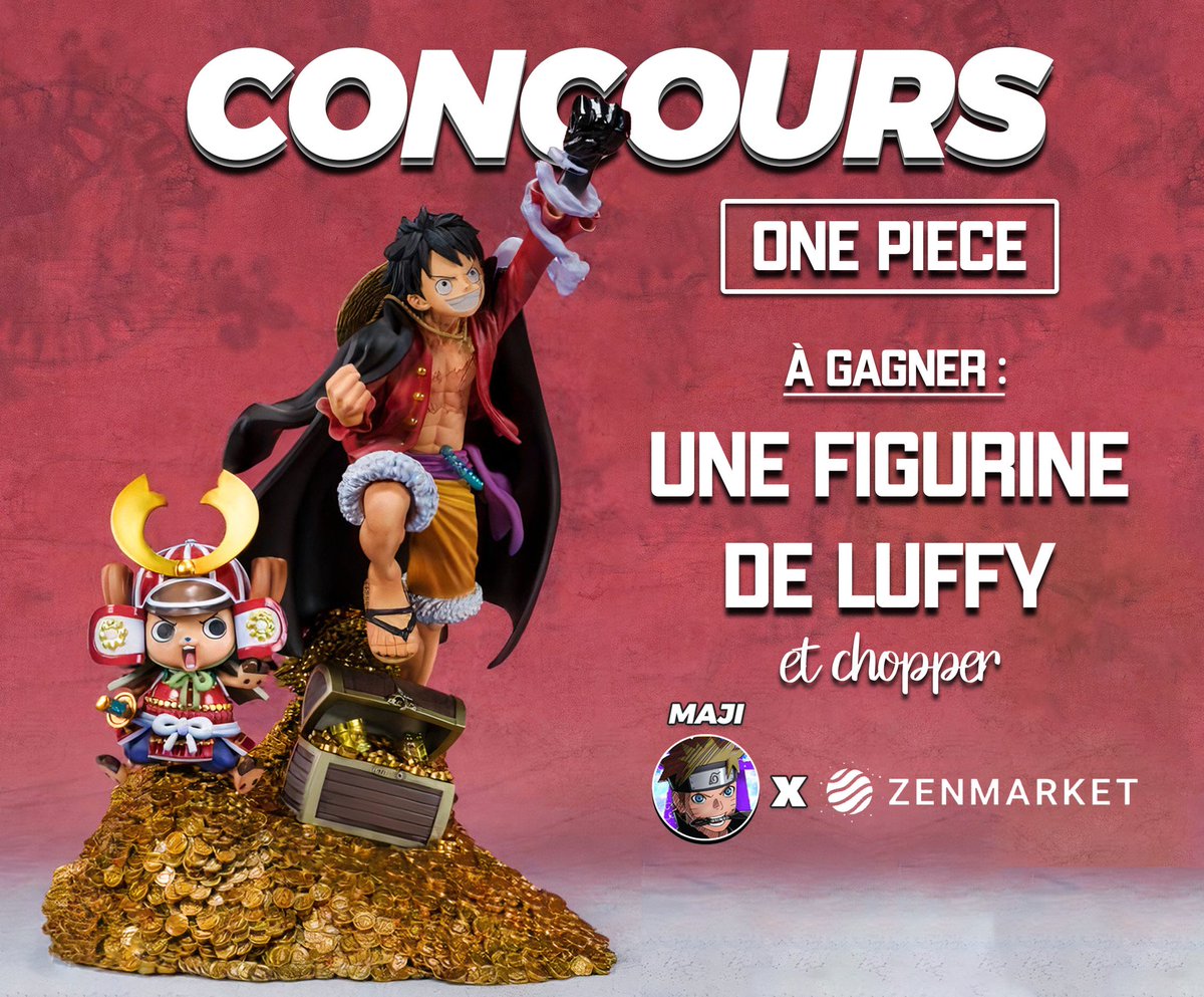 Maji_FR's tweet photo. 🎁 CONCOURS 🎁

On vous fait gagner cette magnifique figurine de Luffy et Chopper basée sur l'illustration WT100 de Oda avec ZenMarket ! 🏴‍☠️

Pour participer  :
➡️ Follow @Maji_FR &amp; @zenmarket_fr
🔁 RT ce post
✍️ Mentionne un(e) ami(e)

TAS 15/04 🍀 https://t.co/oxmN0YAkyn