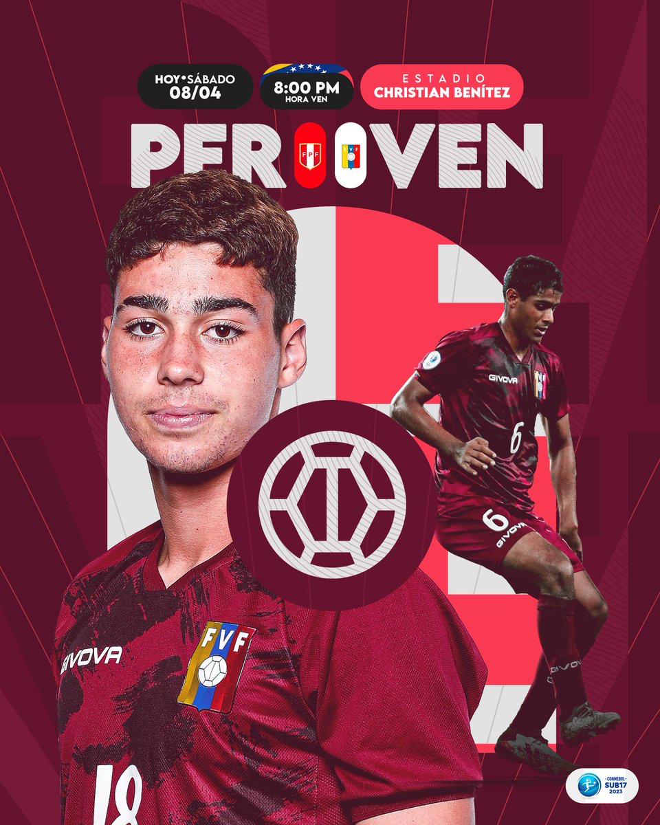 🍷 𝐇𝐎𝐘 𝐉𝐔𝐄𝐆𝐀 𝐋𝐀 𝐕𝐈𝐍𝐎𝐓𝐈𝐍𝐓𝐎 

Saltamos a la cancha por nuestro cierre de la primera fase ante Perú por la #CONMEBOLSub17

⌚️ 8:00 PM (VEN)
🏟️ Estadio Christian Benítez
📺 Meridiano TV y DSports

#SiempreVinotinto 🇻🇪