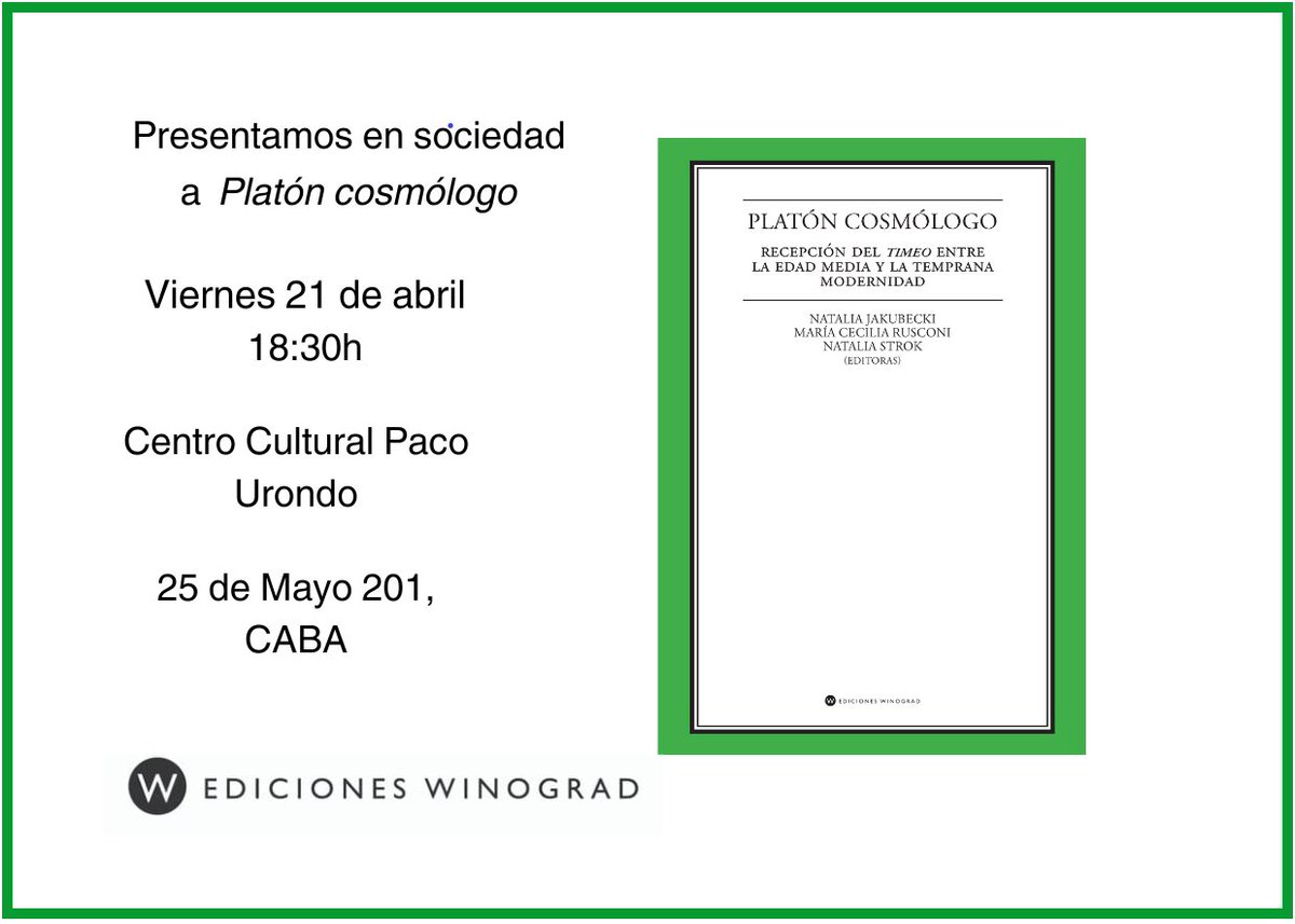 EdWinograd's tweet image. En el cierre del I Encuentro de Historiadoras de la Filosófica, hacemos una breve presentación en sociedad de nuestro Platón cosmólogo, concebido y dirigido por cuatro de ellas: Claudia D'Amico, @JakubeckiN ,  @natiska_ y María Cecilia Rusconi.
Info en la imagen 👇