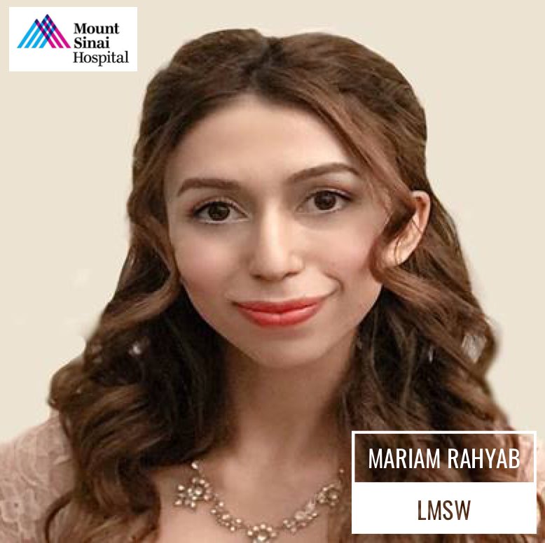 Welcome to #SocialWorker, Mariam Rahyab, LMSW, who joined the Department of Social Work Services in March 2023. Mariam is working in the Oncology division along with about 25 other Social Workers who provide oncology social work services  at The Mount Sinai Hospital. #socialwork