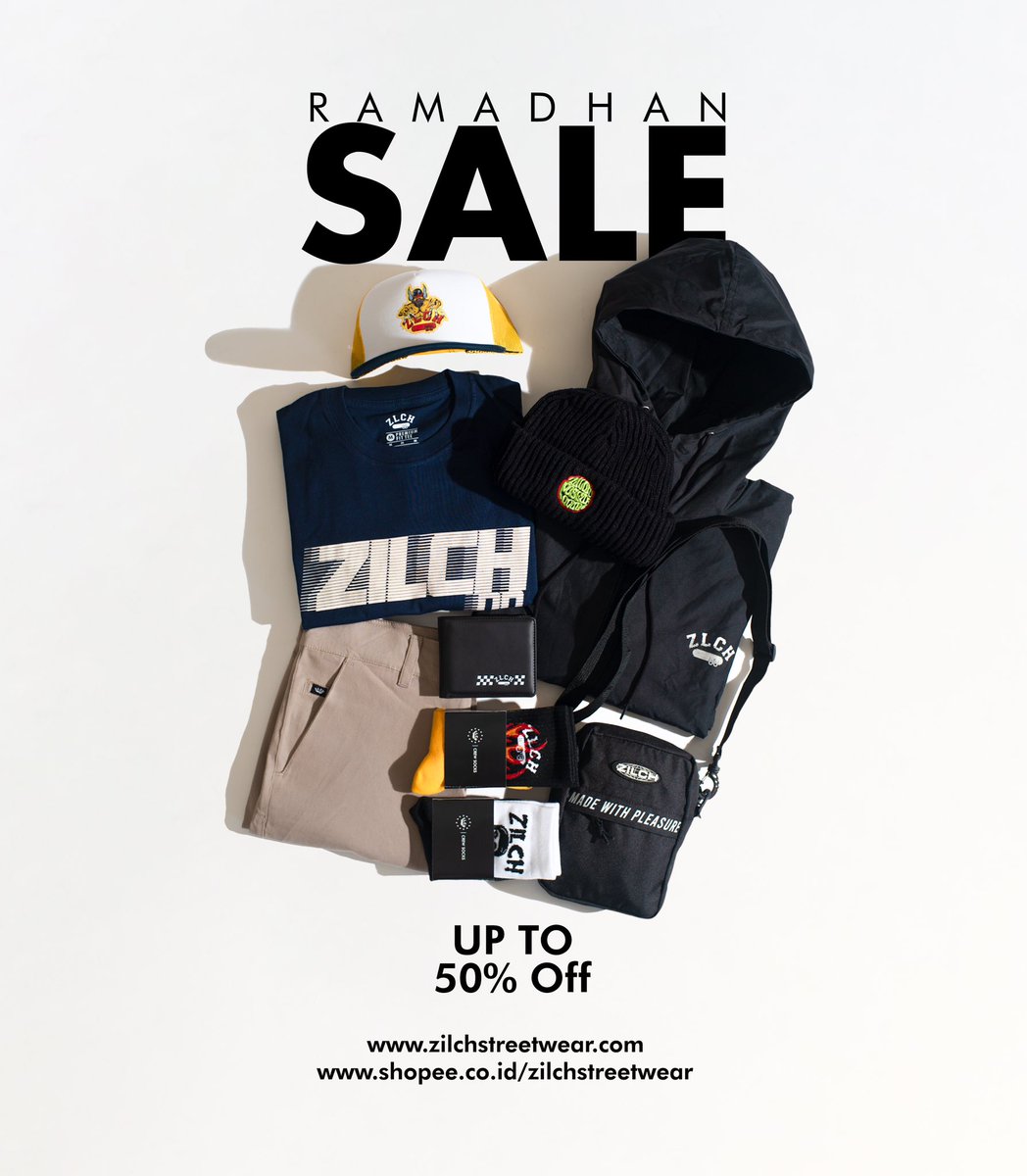 Ramadhan Sale happening now. 
zilchstreetwear.com 
shopee.co.id/zilchstreetwear