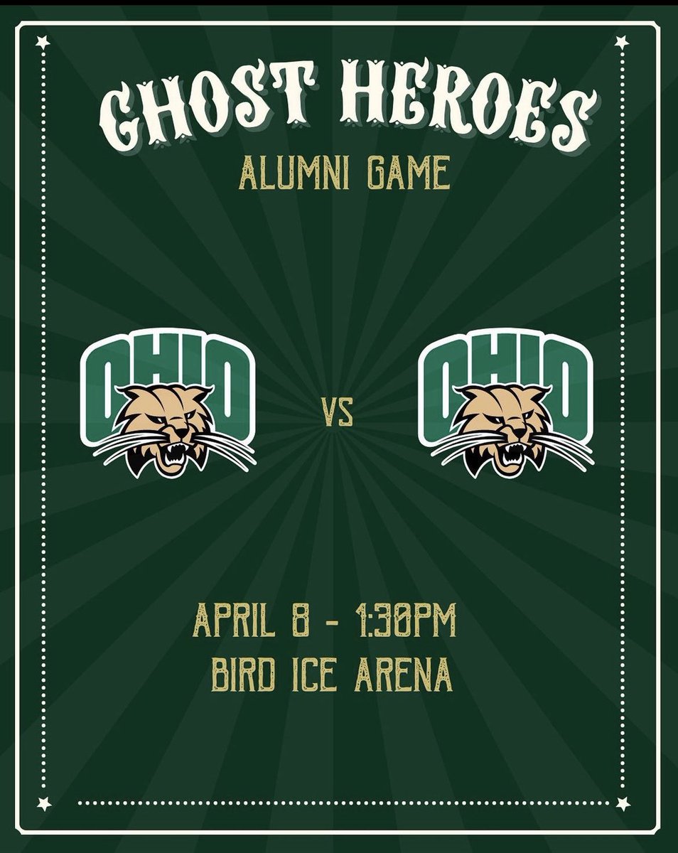 ohiohockeyd2's tweet photo. GAMEDAY!
Come this afternoon to watch the #Bobcats take on alumni for the #IceGhosts game!
Puck drop at 1:30PM https://t.co/upAfqYD7w1