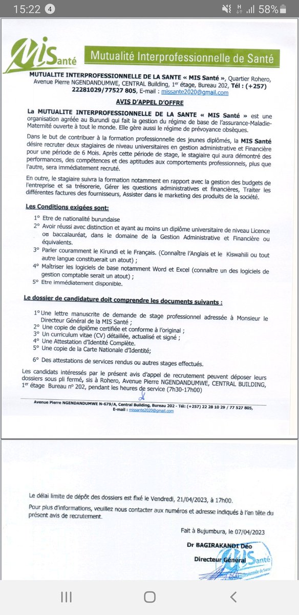 #Bujumbura Uwufise ubumenyi arahawe ikaze muri <a href="/MIS_Sante/">Mutuelle Interprofessionnelle de Santé :MIS Santé</a>