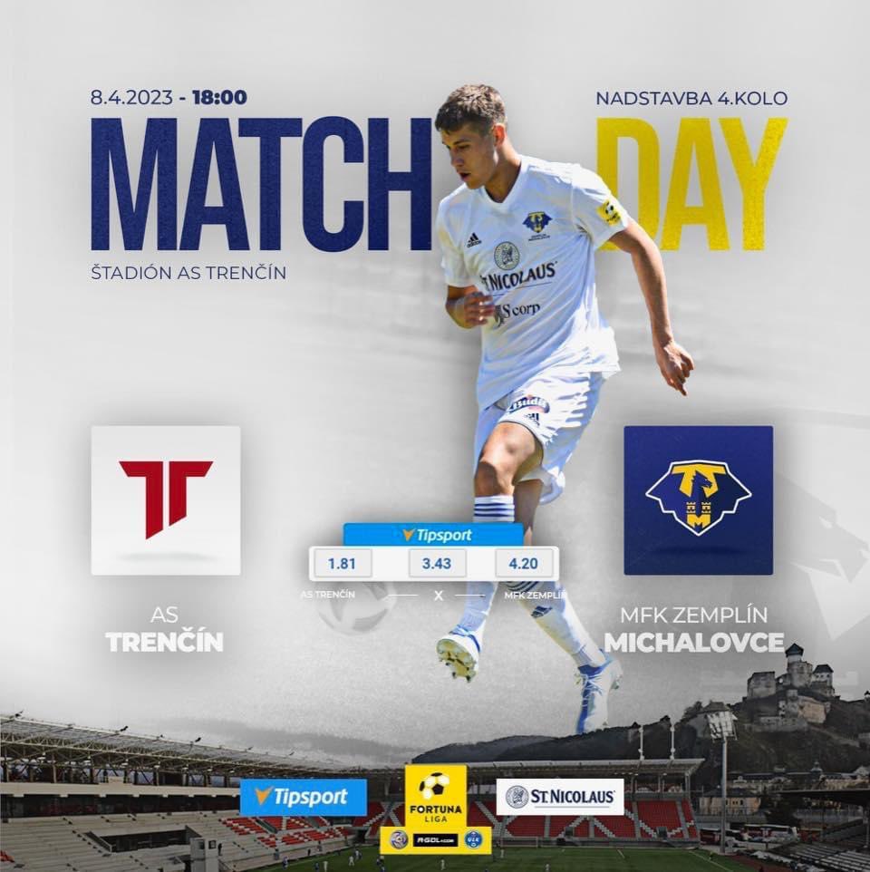 MATCHDAY 🟡🔵
Dnes sa v rámci 4. kola nadstavbovej časti Fortuna ligy predstavíme 
na Štadióne Sihoť, kde o 18:00 začne duel proti domácemu celku AS Trenčín!
#spolusmezemplin
