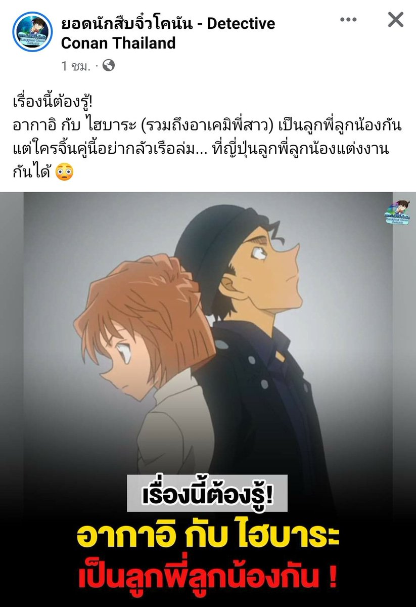ShIaWaSE_NaNa's tweet photo. แก เพจโคนันผู้ติดตาม 2 แสนกว่าสนับสนุนให้ลูกพี่ลูกน้องแต่งงานกัน 😰 https://t.co/V8VY4hUtZl