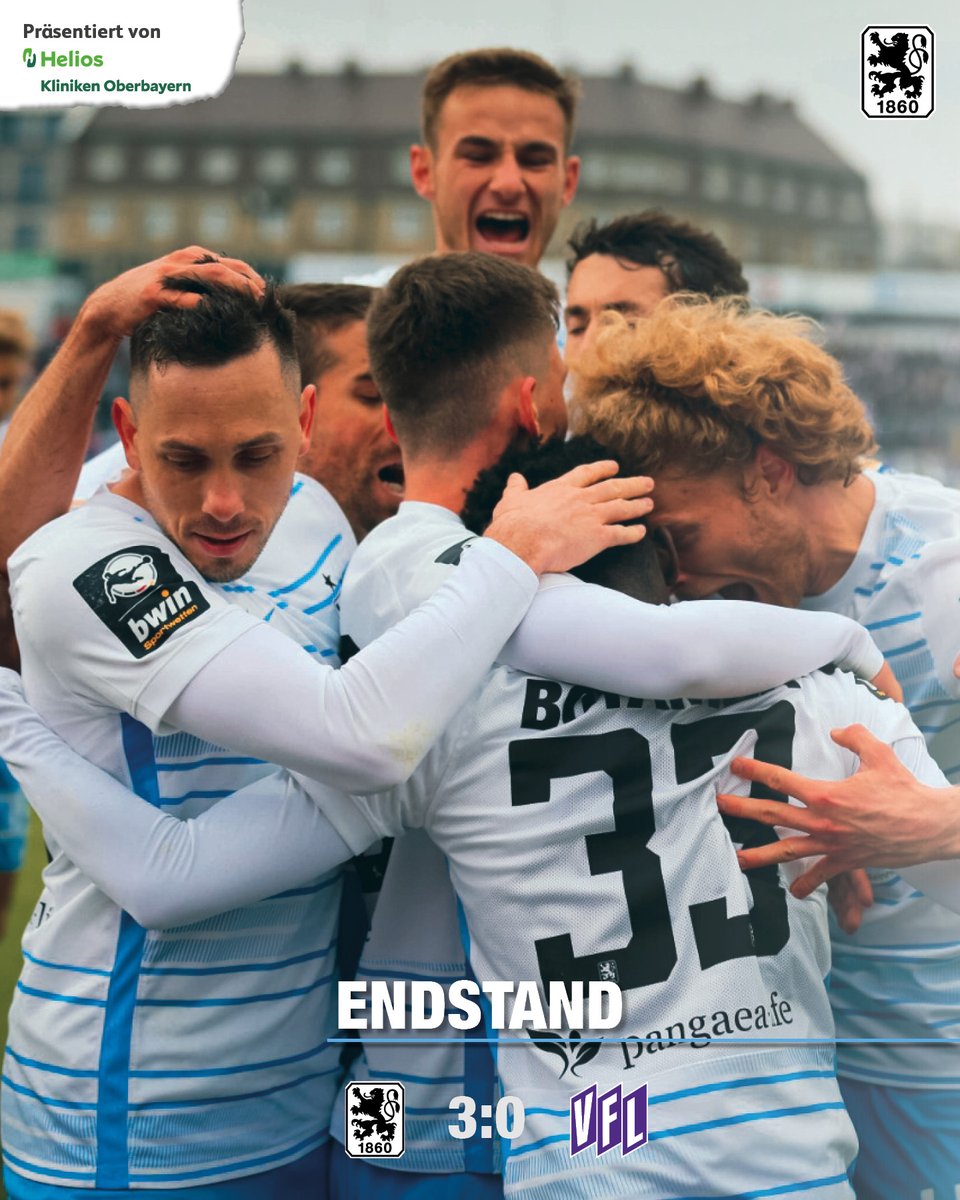 TSV1860's tweet photo. Die #Löwen feiern den ersten Heimsieg unter Trainer Maurizio #Jacobacci!
 #M60VFL #tsv1860 #ELIL #fu3ball #GemeinsamFürSechzig #EinTeamEinWeg #magentasport #br https://t.co/cPHQEzr6ND