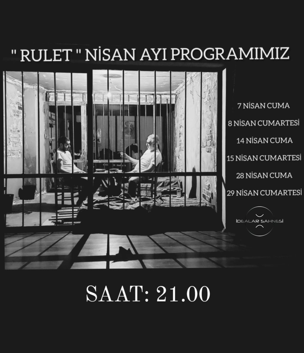 Katılım  İçin: 0 544  873 57 93 numaralı telefondan bize ulaşabilirsiniz. 
Not : Seyirci sayımız 40kişi ile sınırlıdır .
Yer : Alsancak Mahallesi 1467 Sokak No : 6 Daire : 2 Alsancak/İZMİR (İdealar Sahnesi)
BEKLİYORUZ🎭🎭