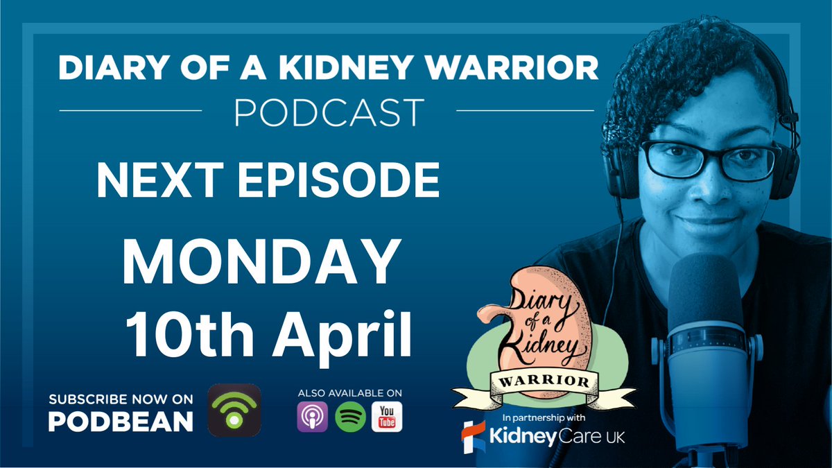 kidneycareuk's tweet photo. ▶️ The next episode of the @diaryofakidneyw #DiaryofaKidneyWarrior #podcast is out on Monday! We'll share on our website on Tuesday 11 April.
🎙️ In the meantime you can listen to previous episodes here: https://t.co/wYUAhWNReM
#CKDPodcast #CKDStory #HealthPodcast #Podcast https://t.co/9LxXclOKe6