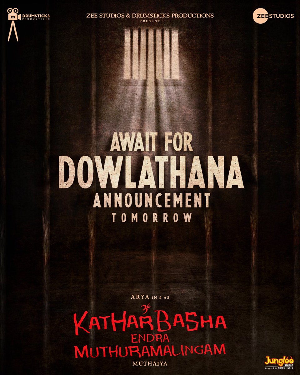 MStudios_2020's tweet photo. Await for our Dowlathana Announcement from tomorrow 🥁

 #KatharBashaEndraMuthuramalingam 
#KEMTheMovie

@arya_offl  @SiddhiIdnani @gvprakash @VelrajR  @zeestudiossouth @DrumsticksProd  @jungleemusicSTH   @ActionAnlarasu @ertviji @venkatraj11989 @guruboopathy14 @pandiyan_offl https://t.co/uRxbieSa3q