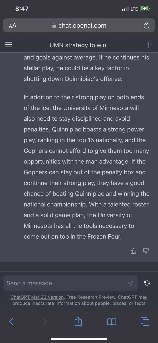Max Veech on Twitter "Asked ChatGPT how Minnesota could win vs