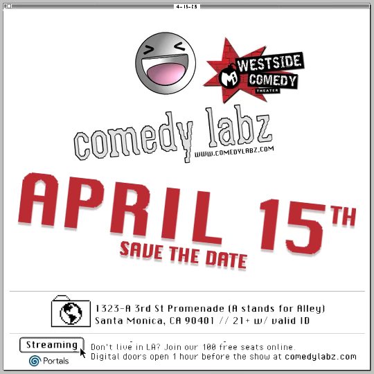 comedy_labz's tweet photo. Save the date! Join the live via our live stream in our @_portals_ metaverse stage. Free online seats via https://t.co/gcqXpNt7sq for fans, friends, and family who can’t make it to Santa Monica in person. https://t.co/BkxadOehTB