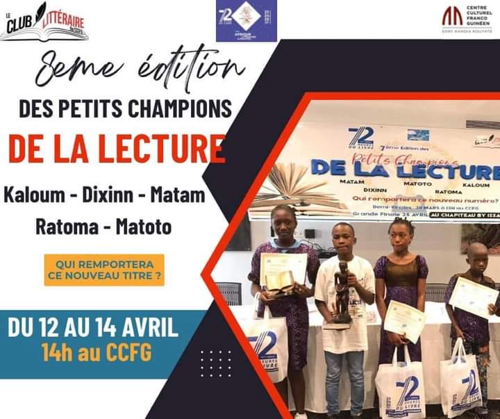 clccfg's tweet photo. En route pour la 8eme édition DES PETITS CHAMPIONS DE LA LECTURE.
DU 12 AU 14 AVRIL 2023 AU @CCFGConakry.
@mamady_gamsy @KABAKADIATOU16 @EditionsYigui @lharmattanGN @sidibe_diaka @diakatop10 @Kadiatoukonate9 @laminegazza @aayssatou @SackoMatenin @mohamed_thiombe @MrsKabaFatim https://t.co/XLyCpITY6X