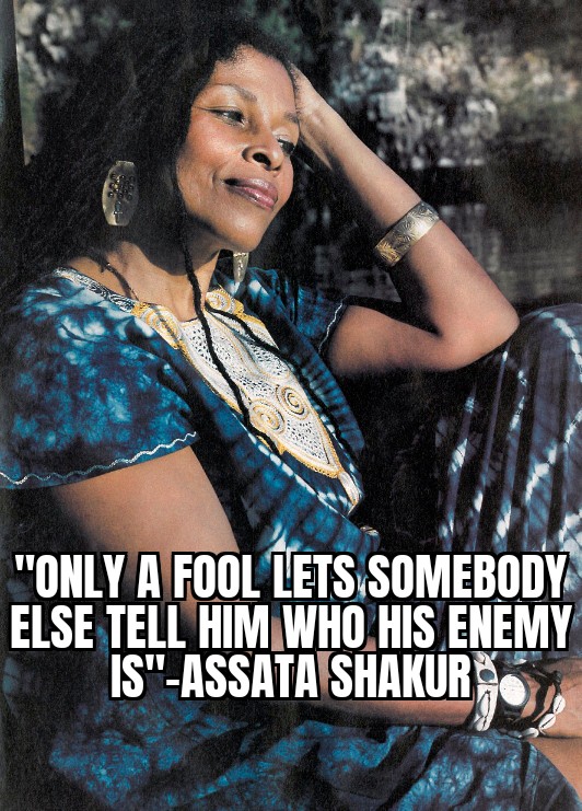 'Only a fool lets somebody else tell him who his enemy is'-Assata Shakur
#AssataShakur