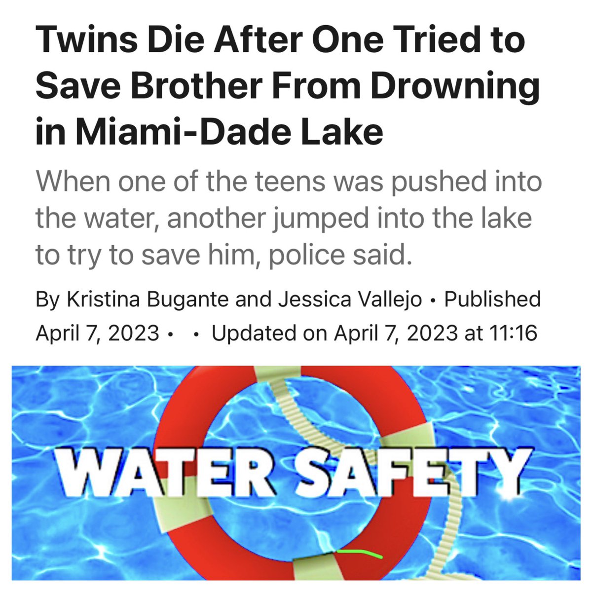 #DROWNING #DROWNINGISPREVENTABLE #WATERSAFETYTIPS #swimmingtips #learntoswimprogram #swimminglessonsforkids #teachthemtoswim #learningtoswim #swimmingclass #swimmingclasses nbcmiami.com/news/local/twi… #accidentshappen #playingaround #dontpushme #playingsafe #lifevest #lifeguards #MIA