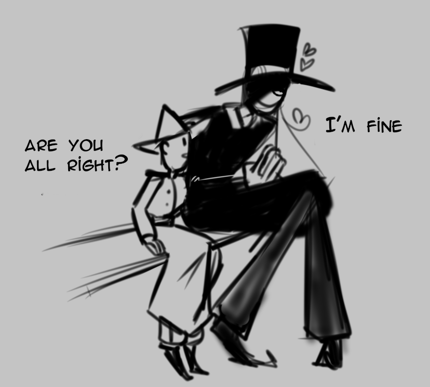 Susoeks's tweet photo. and in connection with the recent events with James, I thought, "hey, would be great if my lanky man had a partner/the same graduate with whom he would study side by side." I threw some sketches of James...it remains to come up with some kind of green magician #Inscryption https://t.co/wWwHsdr3Vw