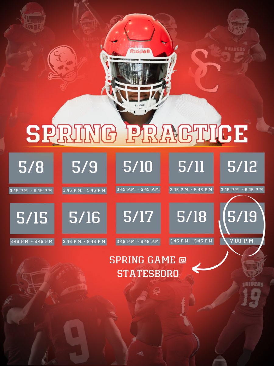 Spring practice is right around the corner for the Raider Football team!

Check out the schedule below to stay up to date with all the action!