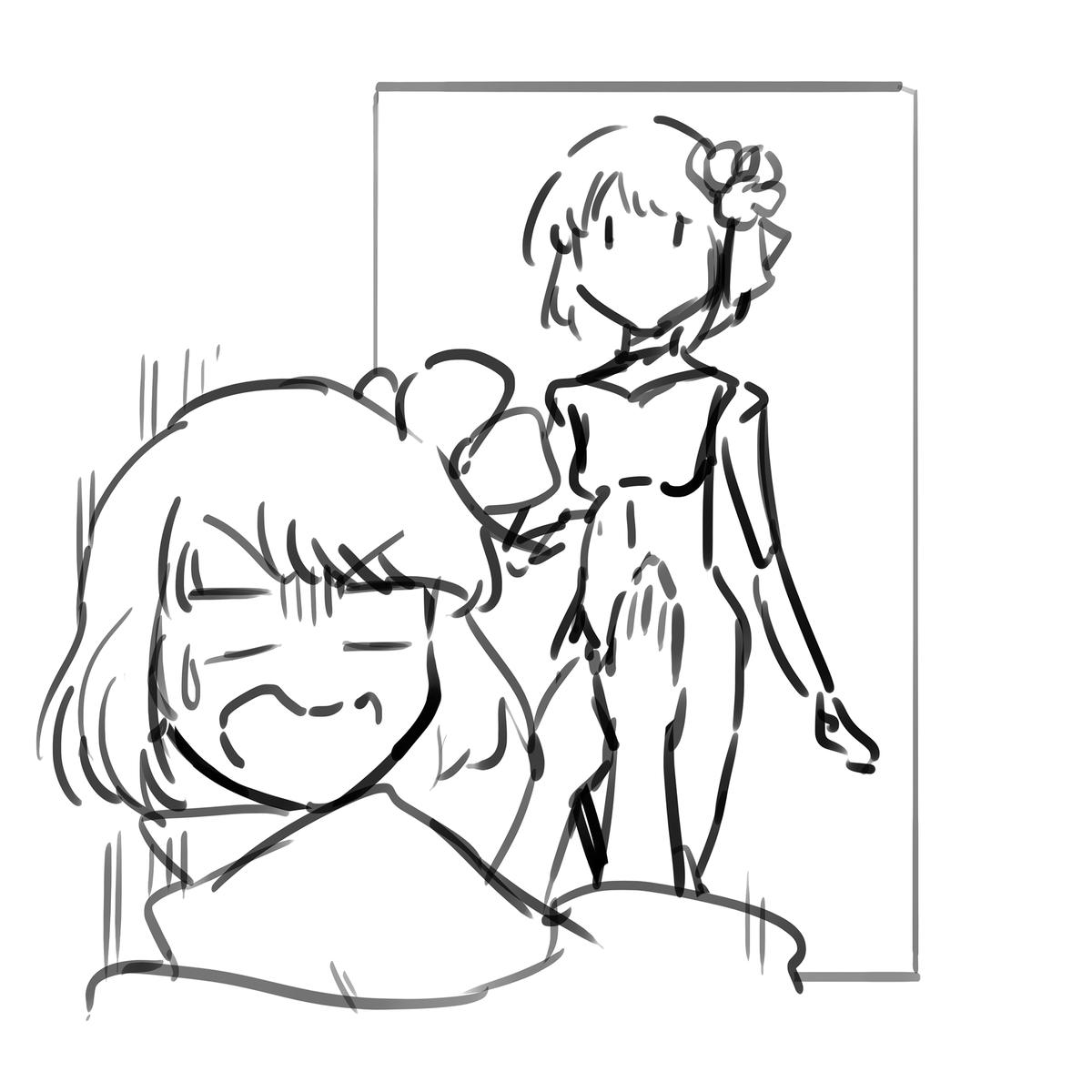 これはアタリを取るにあたってなんか描けた阿求の裸体 