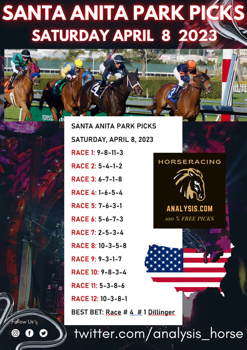 analysis_horse's tweet photo. Santa Anita Park Picks Saturday, April 8, 2023 https://t.co/414ioPcXFN