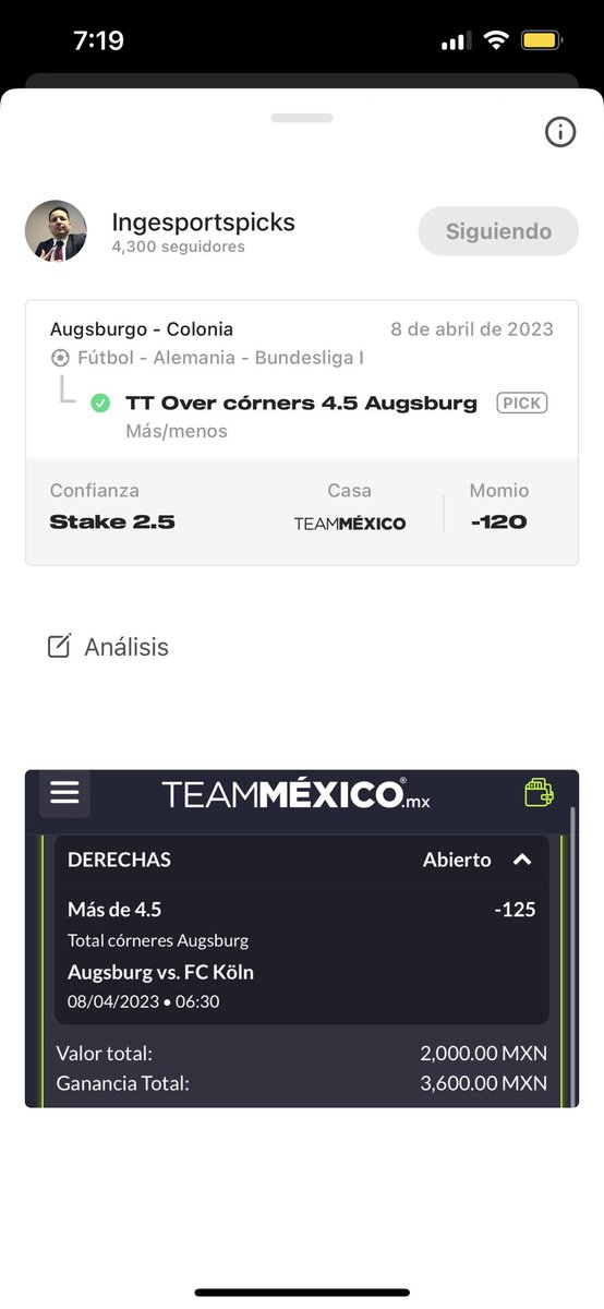 CardinalTeamTct's tweet photo. TTO 4.5 corners @FCAugsburg ✅💰
Van 5 🚩 y los 5 de nuestro equipo carajo.
Al #Galabus 🚎 le va salir gratis esta #SemanaSanta2023 Yayayyy 🔥
#GamblingTwitter 💵 https://t.co/pnFxrKZtGW