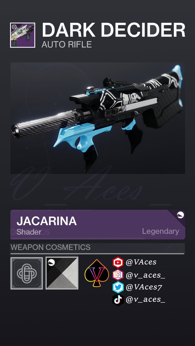 VAces7's tweet photo. Which Shader do you Like most for the Dark Decider Autorifle?
#d2fashion #d2dripcheck #gaming #destinythegame #shorts #destiny2 #destiny2art #destiny2guide #destiny2moment #destiny2shorts #d2clips #seasonofdefiance #destiny2gear #guardianfashion
https://t.co/eHXV5LjxwR https://t.co/7MQXNH8dfp