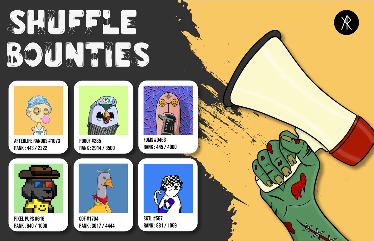 AfterlifeRandos's tweet photo. Dig up TREASURES from beyond the grave! 🤑🎁
Shuffle an Afterlife Rando and win exclusive NFTs, $ALGO rewards, or even get your mint cost returned! 🎉 

🪦 SHUFFLE NOW : https://t.co/uTrJR141M7

🚨 200A #GIVEAWAY : Follow, Like, RT &amp; Tag 3 frens.

 🧵 1/6 https://t.co/GY240fqsSA