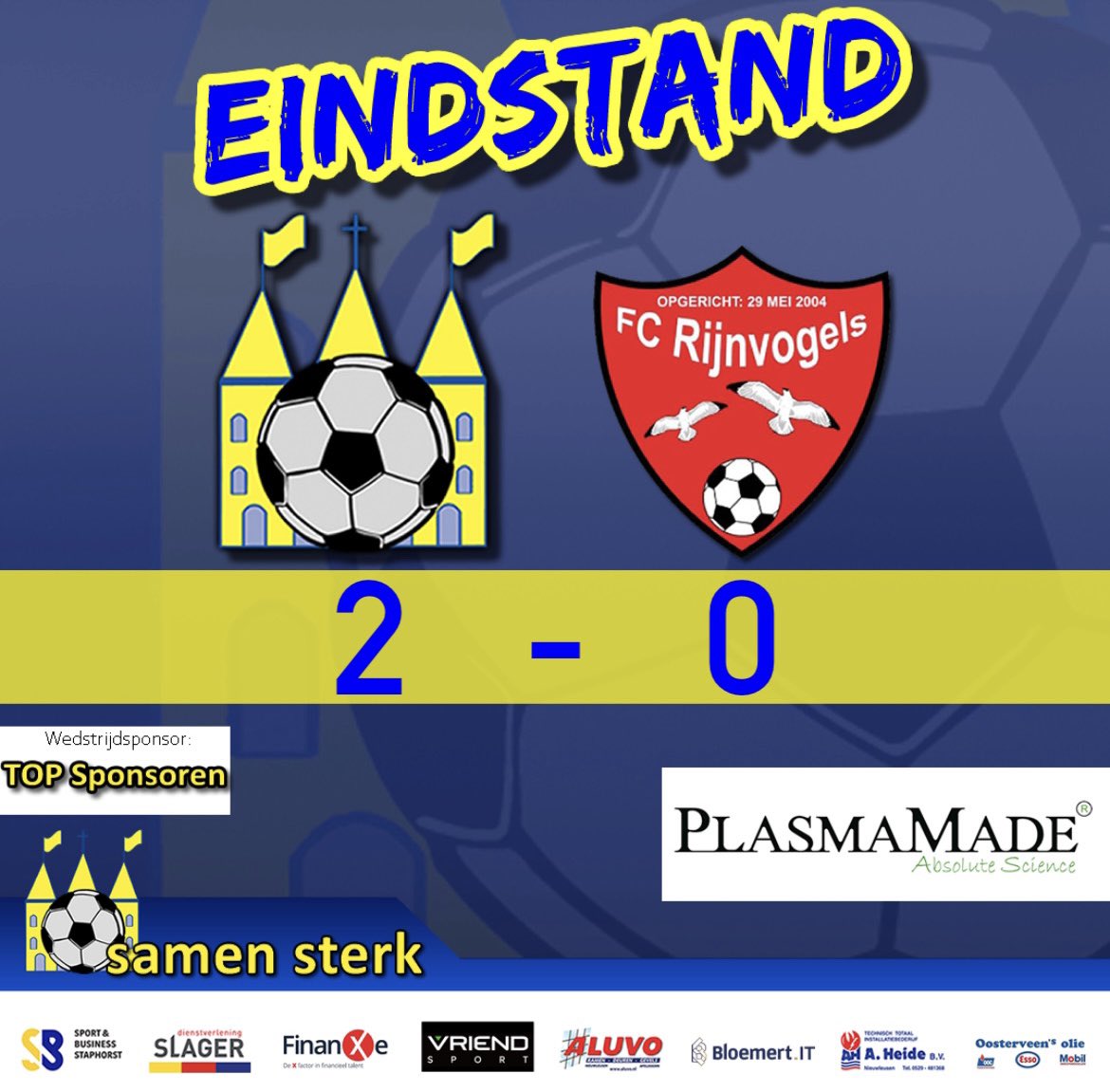 vvstaphorst's tweet photo. AFGELOPEN!! 2-0 overwinning door goals van Stan Haanstra en Dirk Muis. #starij #samensterk #kopdrveur https://t.co/ueGSYe0XnW