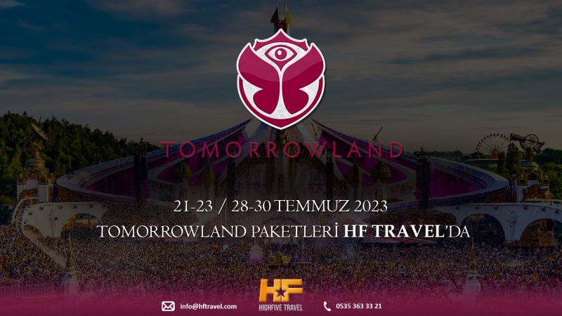 #Tomorrowland HF Travel’da!

2023 yılında 21-23, 28-30 Temmuz tarihinde gerçekleşecek bu masalsı dünyaya HIGHFIVE TRAVEL ile adım at...

#tomorrowland2023 #tomorrowlandfestival #HighFive #hftravel #festival #boom #belcika #elektronik #müzik #dans

hftravel.com