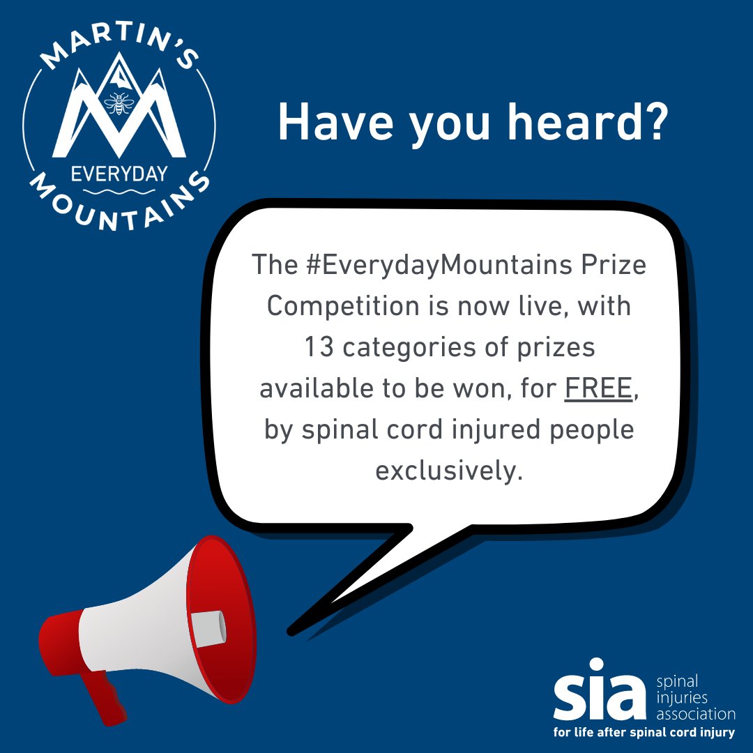Have you heard you can win some amazing prizes for FREE! if you have a #spinalcordinjury, including an adapted art therapy session?

All you need to do is click the link and fill out a short form to tell us how this will help your #everydaymountain! 🗻 

spinal.co.uk/everydaymounta…