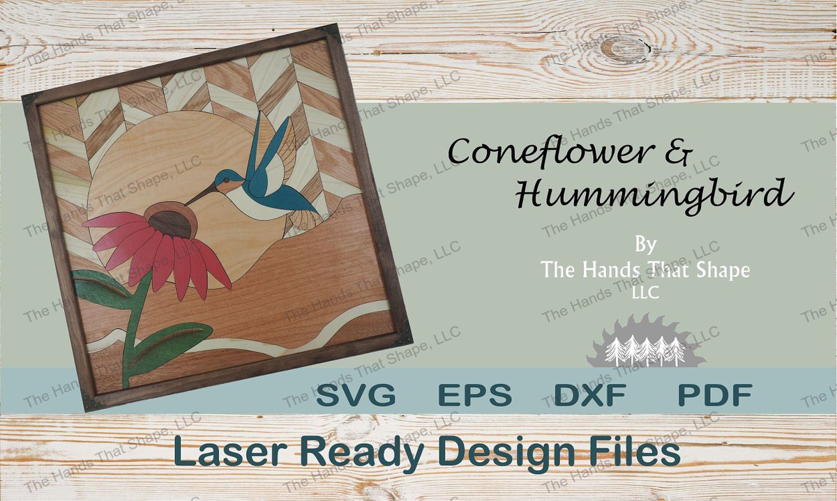 Coneflower and Hummingbird Laser Ready File thehandsthatshape.com/shop/p/coneflo… #glowforgeproject, #glowforgesvg, #lasercutfile, #lasercutpattern, #lasercutsvg, #laserreadyfile, #thehandsthatshape, #woodwallart