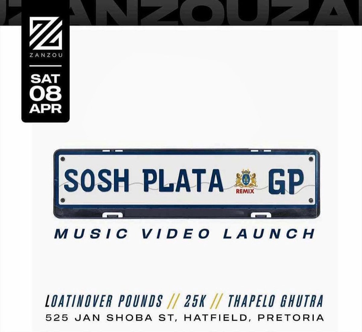 Still at it! Sosh Plata music video launch continues. Tonight we <a href="/zanzoupretoria/">Zanzou Pretoria</a>