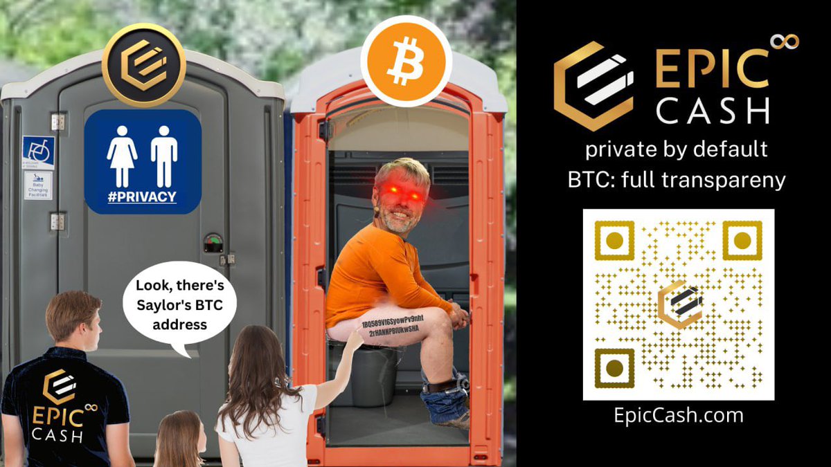 Epic Cash transactions are private by default. BTC transactions are fully transparent. This graphic demonstrates the difference. Which restroom would YOU prefer?! <a href="/EpicCashTech/">EpicCashOfficial</a> @Jam__EPIC <a href="/au_epic/">Aussie Epic 🇦🇺 priv/acc</a> <a href="/saylor/">Michael Saylor</a> <a href="/APompliano/">Anthony Pompliano 🌪</a> #btc #EpicCash #private @CRYPTO_H_W <a href="/lazyboy_crypto/">Holly</a>