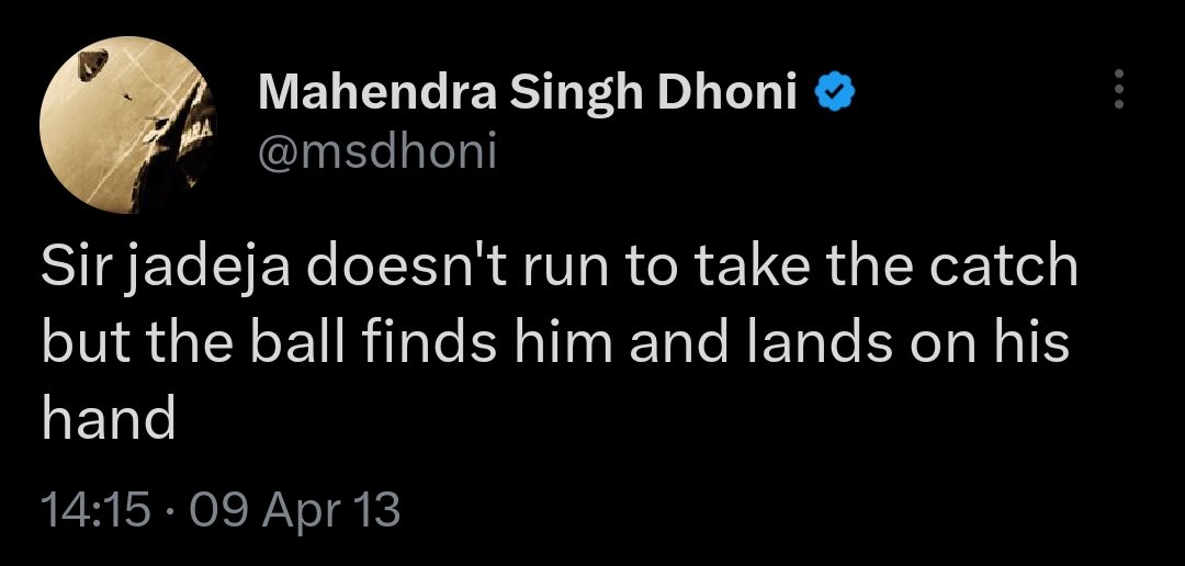 CricCrazyJohns's tweet photo. A perfect tweet by Dhoni for that catch from Jadeja. https://t.co/1yxXgOTdUu