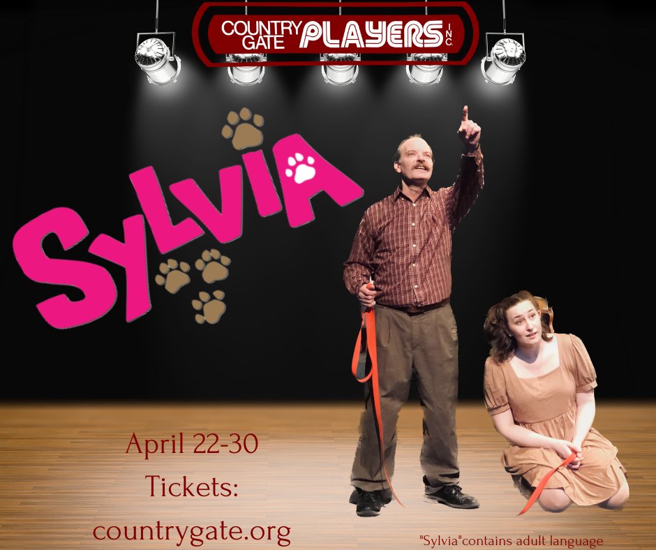 Country_Gate's tweet photo. Two weeks and counting-- We hope you'll join us for this funny and heartwarming play. Your support will be truly appreciated.  Also, in the spirit of "Sylvia", we are partnering with RiverView Rescue of Belvidere. Information on pet adoption will be available at all performances. https://t.co/nuZjeP9qOL